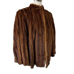 Mink Coat Vintage 1940s Bernard Held Red Brown Fur Jacket Wide Arms Size ML